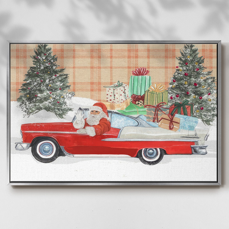 Père Noël sur roues II, H 17 po x l 25 po x P 1,5 po, Argent