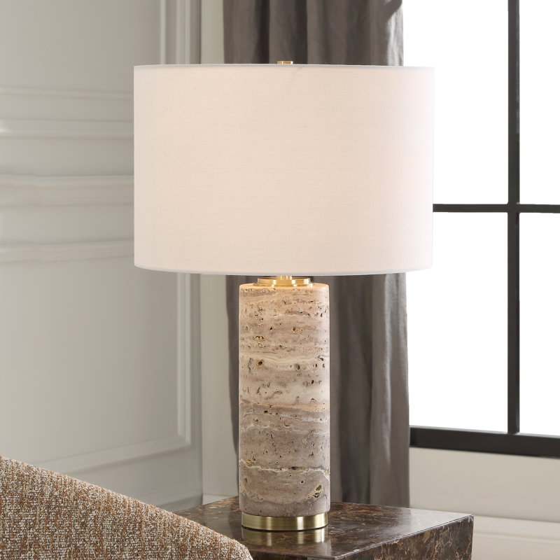 Lampe de table en travertin Lavelda