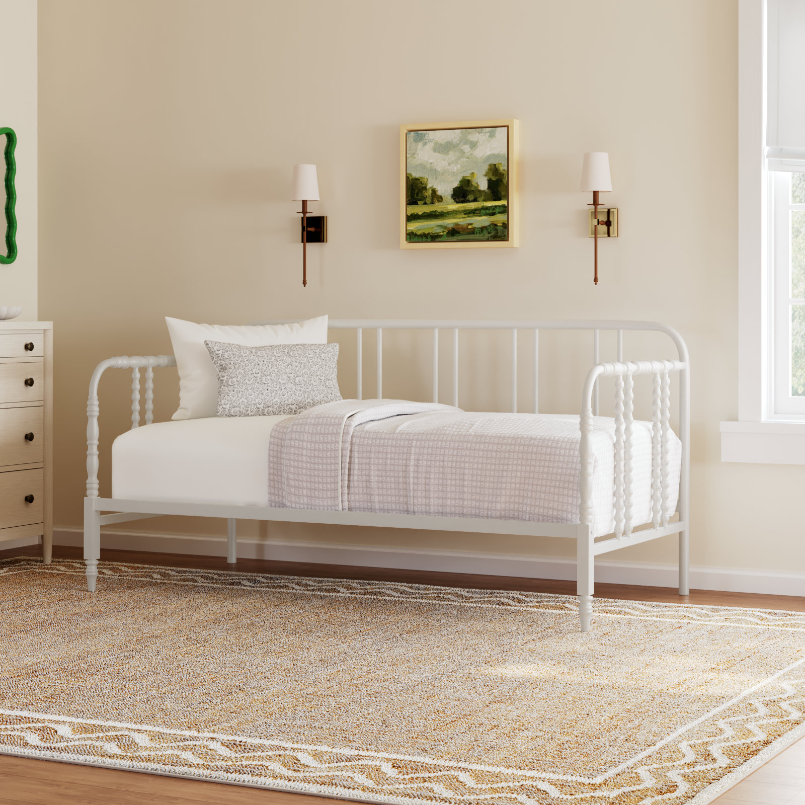 Abrielle Twin Iron Daybed, White