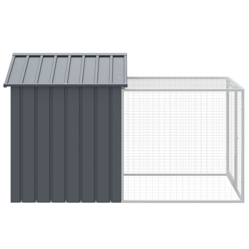 Poulailler avec couloir et grillage Drayten, Gris anthracite, H 48,4 po x l 46,1 po x P 79,1 po