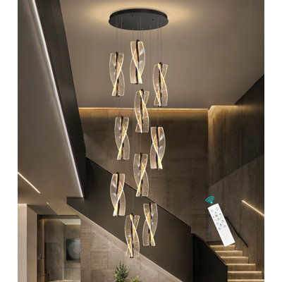10-light Led Chandelier For High Ceilings Black
