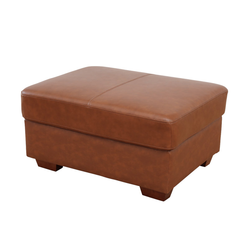 Kamiyla 36.5" Wide Genuine Leather Ottoman, Brown Genuine Leather