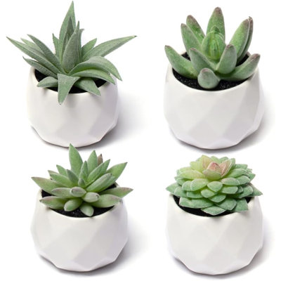 Fake Succulents Set  Realistic Fake Succulents  Mini Green Succulents Decoration