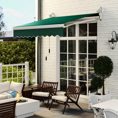 Auvent de patio 8 pi x 7 pi - Pare-soleil rétractable manuel. À partir de et chaleur. Cadre avec couvercle. Protection de terrasse réglable. Structure en acier. Matériau. Facilement