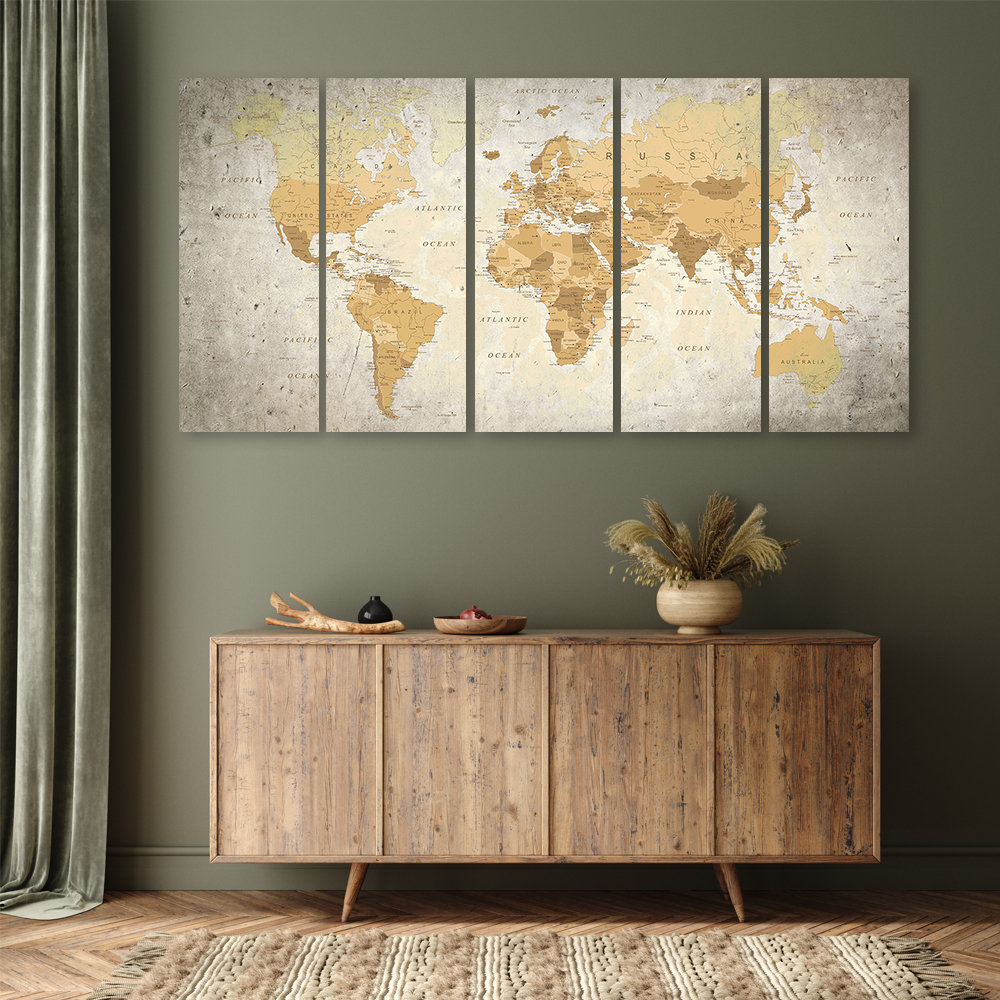 Leinwandbild World Map Brown