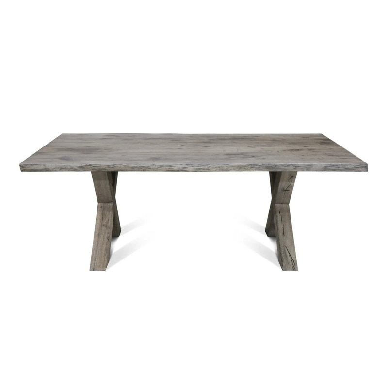 Alvardo Solid Wood Dining Table, Black, Grey Wood, 76cm H x 180cm L x 90cm W