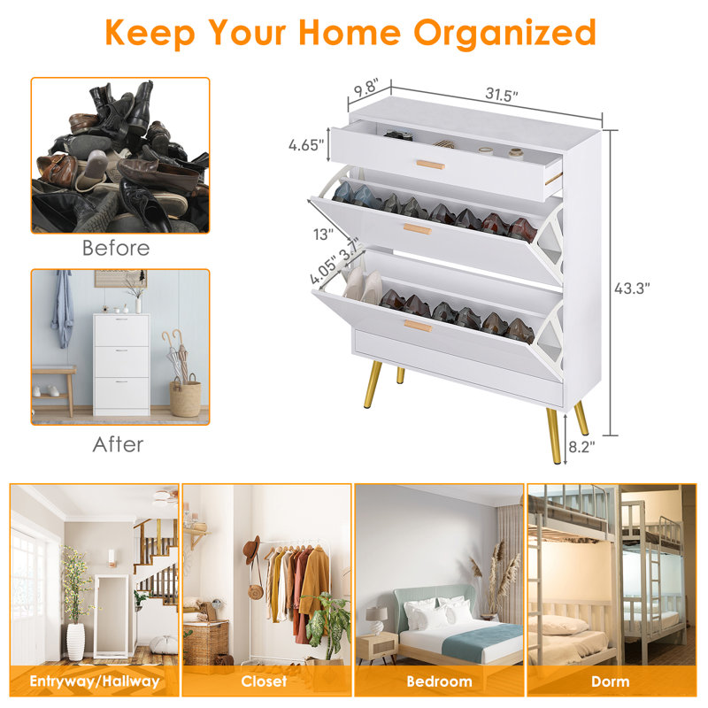 16 Pair Shoe Storage Cabinet