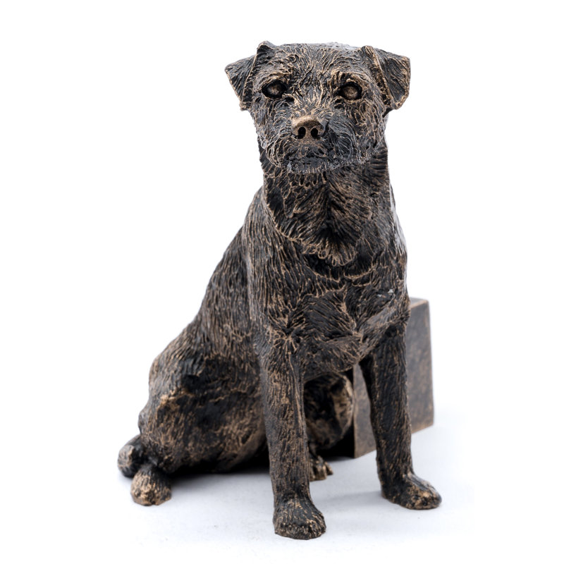 Pieds de jardinière Border Terrier couleur bronze dans une boîte cadeau