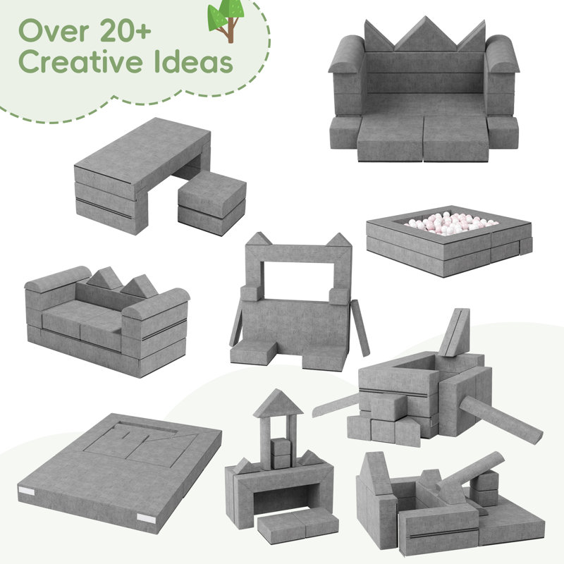 Modular Kids Play Couch, Gray