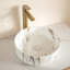 Round Vessel Ceramic Sink, 14'' With Stone Pattern, Matte White, Clean Appearance Bathroom One Construction
