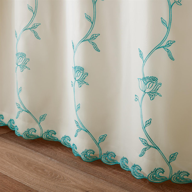Cathryn Semi Sheer Curtain Pair, 140 W x 183 D cm, Teal