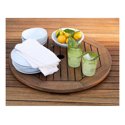 Beachcrest Home™ Letha Wood Lazy Susan