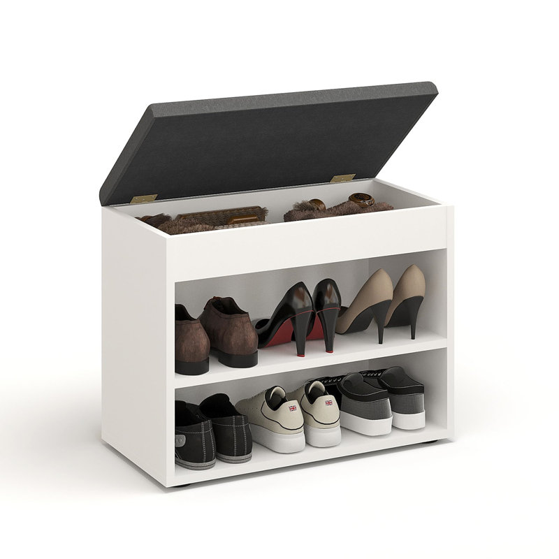 Stackable Shoe Storage Bench, White