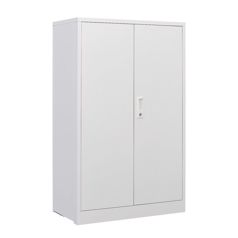Metal Folding Storage Cabinet with Door Locks and Adjustable Shelves, Ideal for Home, Office, School, and Garage Use, White