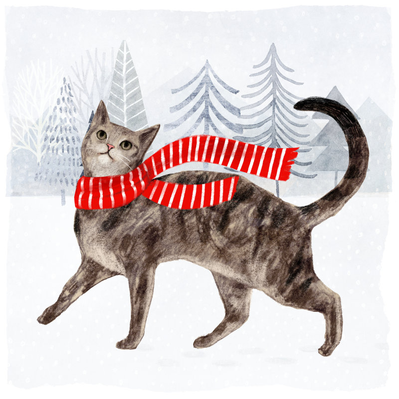 «Christmas Cats & Dogs I» par Victoria Borges - impression sur toile tendue, H 20 po x l 20 po