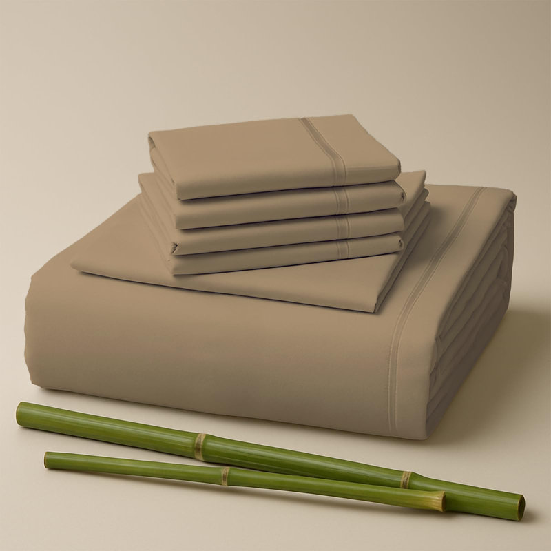 Ensemble de draps en rayonne de bambou de qualité supérieure avec poches profondes, rafraîchissant et respirant