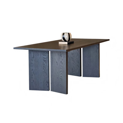 70.87"Retro Black Solid Wood Rectangular Conference Table