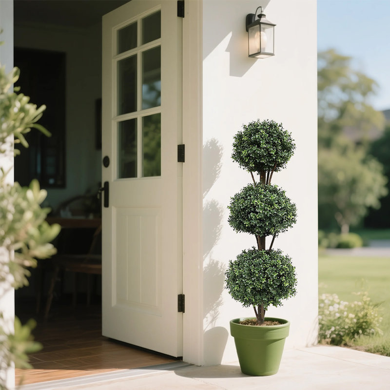 Artificial Boxwood Tree in Pot, 56'' H X 9'' W X 9'' D