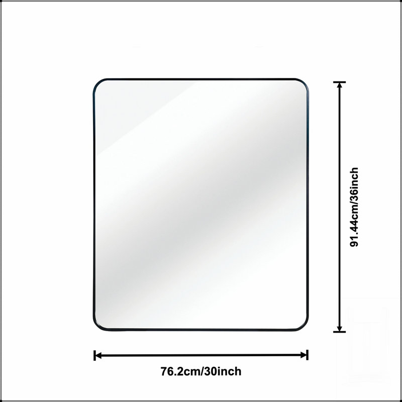 Miroir mural de salle de bain 30 po x 36 po rectangulaire avec verre HD, cadre antirouille et sécurité incassable, Noir