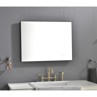 Miroir de salle de bain 32 po x 24 po à DEL avec rétro-éclairage, miroir de meuble-lavabo mural réglable anti-buée