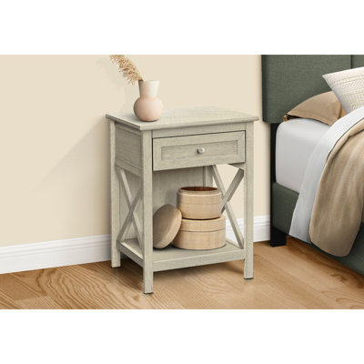 Table transitionnelle avec placage blanc antique et tiroir pour la chambre à coucher