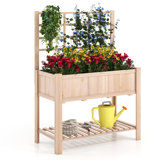 Wood Elevated Planter with Trellis