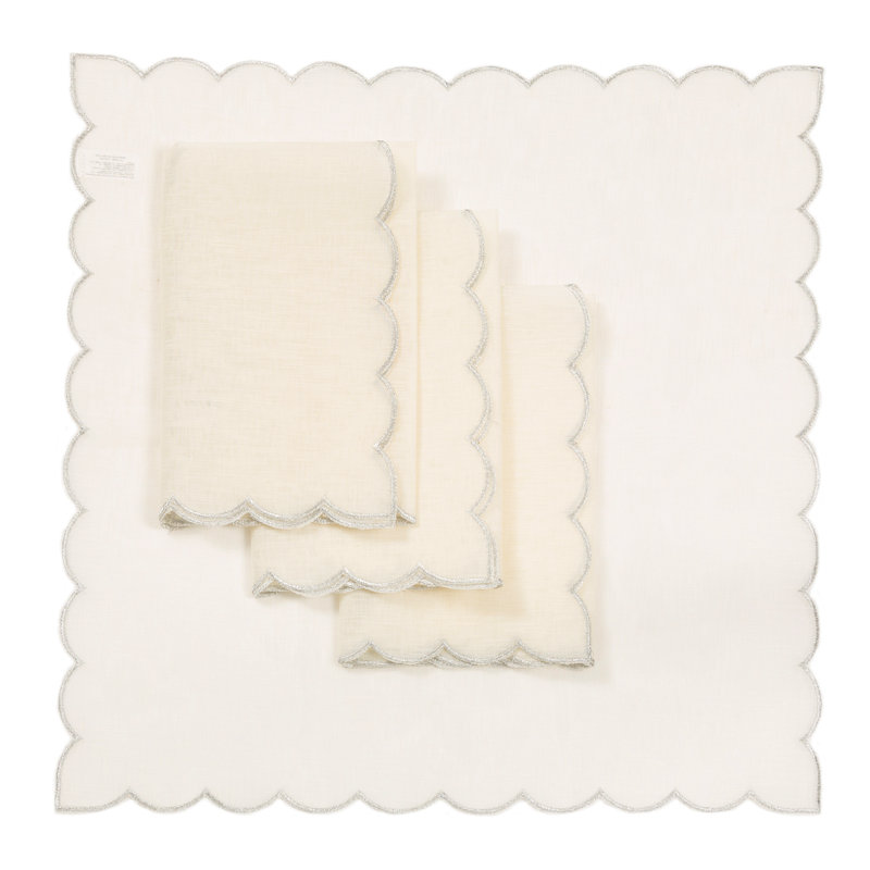 Ensemble de serviettes 4 pièces Whelan, Blanc / argent