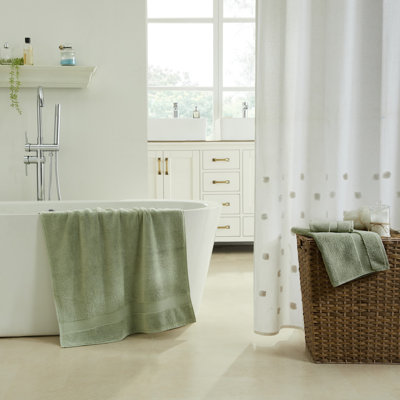 Ensemble de serviettes Splash 100% coton zéro torsion, serviettes de bain, essuie-mains et débarbouillettes, serviettes absorbantes douces 550 g / m² pour salle de bain, spa et usage quotidien, certifié OEKO-TEX, paquet de 18, sauge foncé