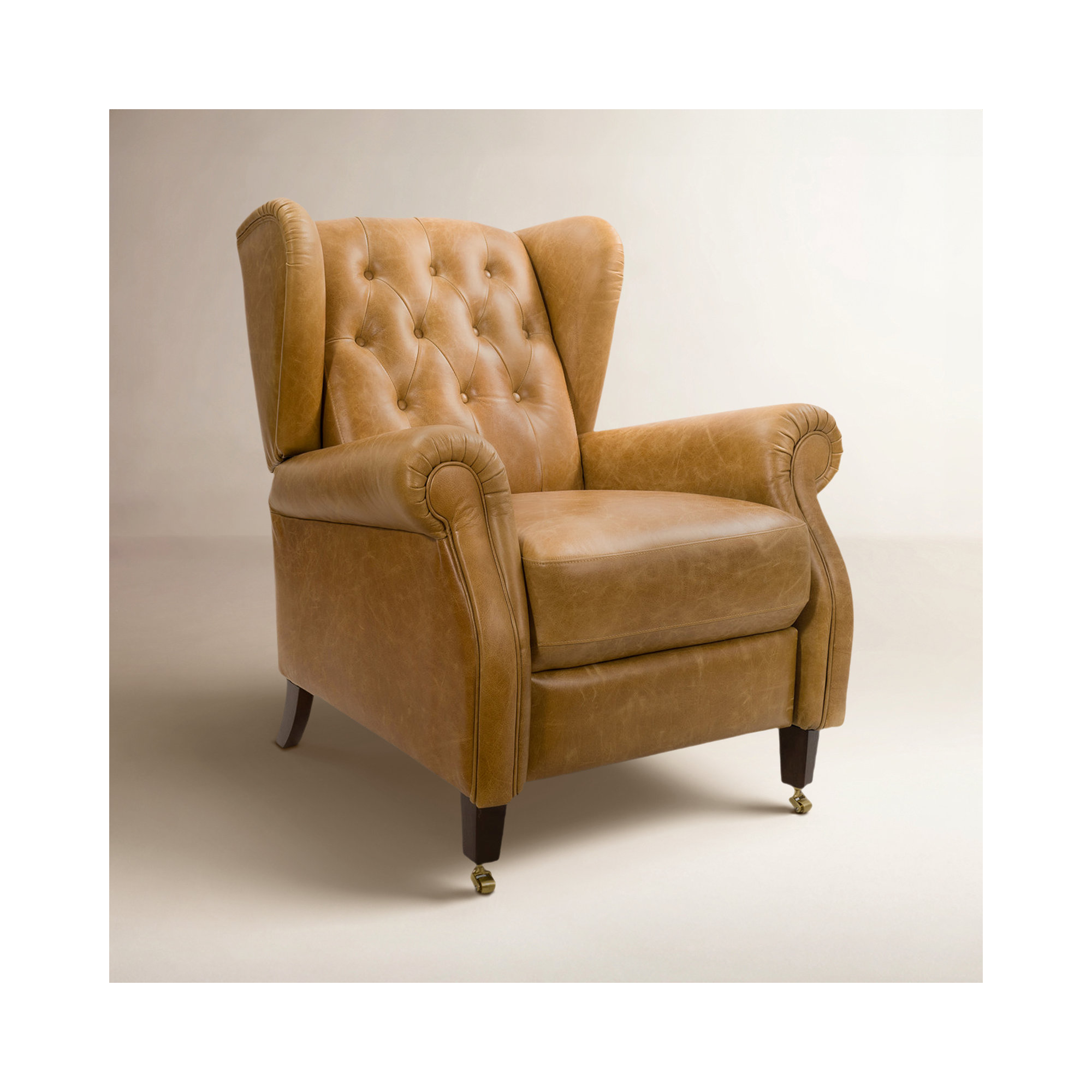 Winthrop Genuine Leather Recliner Lounge Chair, Light Brown