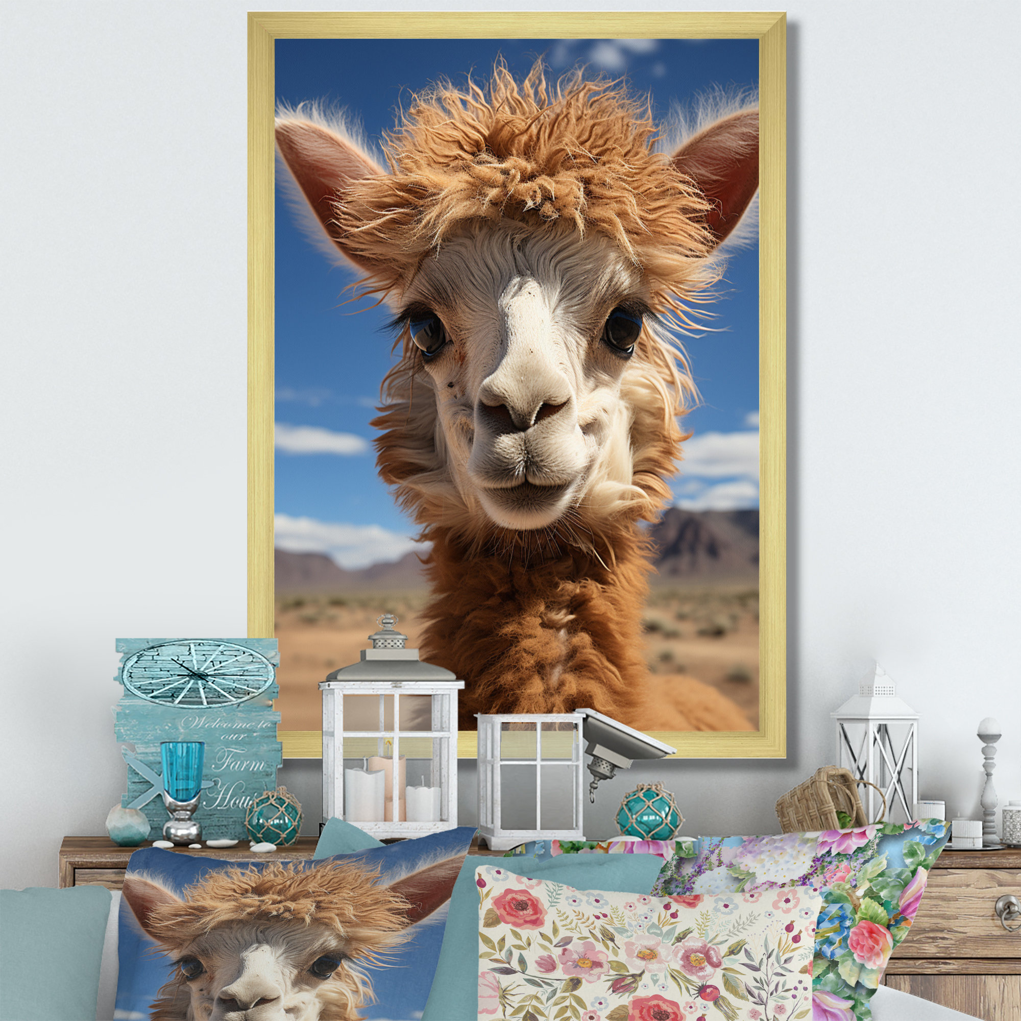 Taneesha Beige Alpaca Portrait I On Canvas Print