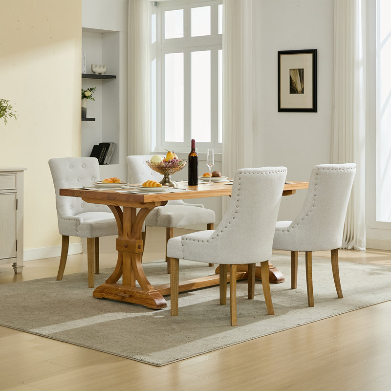 Button-Tufted Upholstered Dining Chair & Side Chair(Set Of 2), Gray