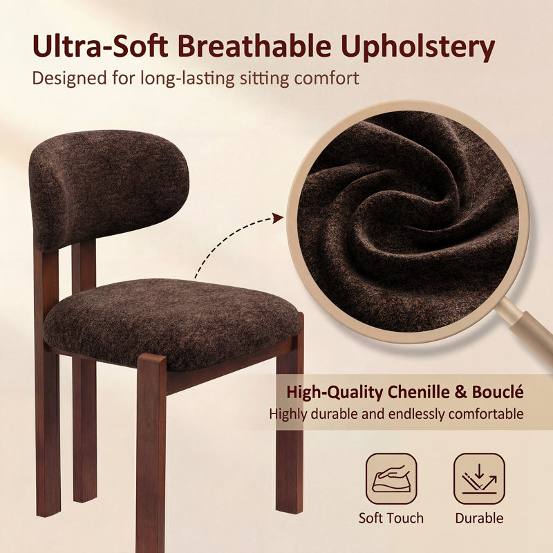 40.5 cm H Upholstered Fabric Dining Chair, Dark Brown/Walnut
