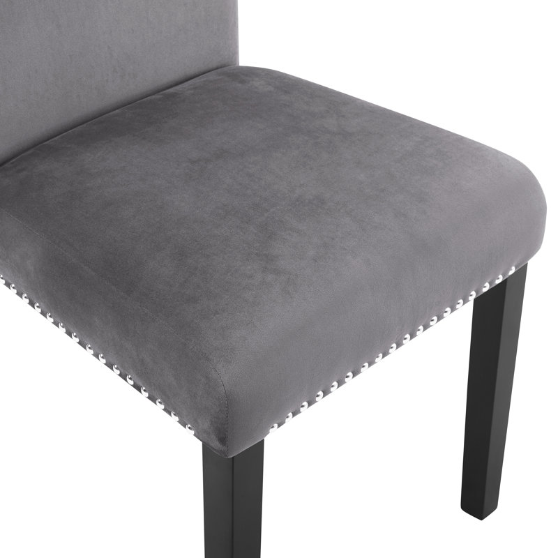 Ebeling 19'' H Velvet Upholstered Side Chair, Grey