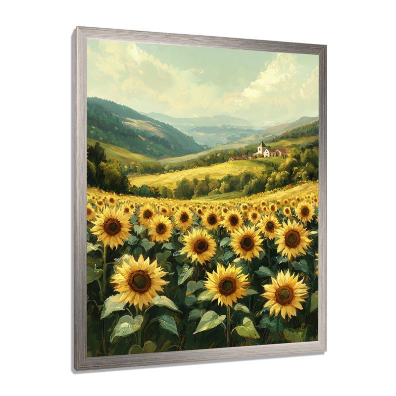 Disa - salon d'art mural floral, H 32 po x l 16 po, Reproduction encadrée d'une seule photo, Argent argent