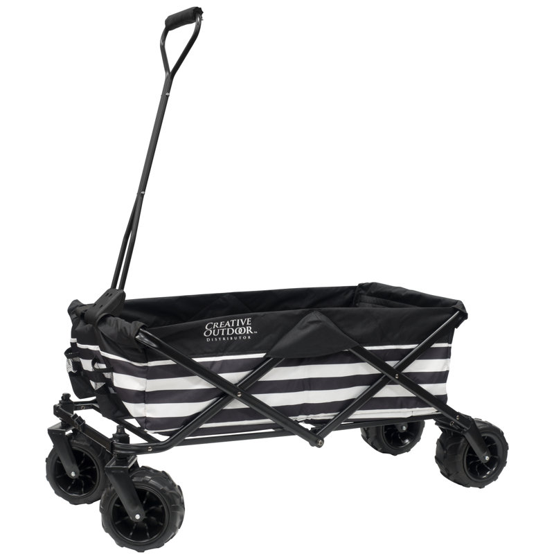 All Terrain Folding Utility Pull Wagon - Black and White Stripe