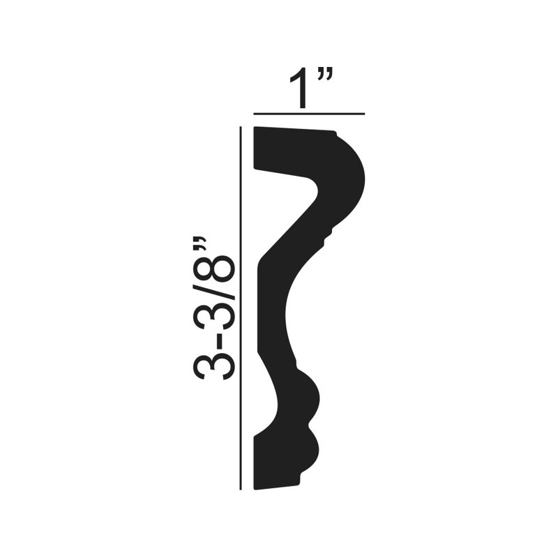 6 in Long Primed White Polyurethane Panel Moulding Sample