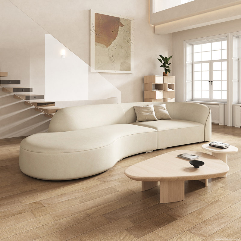 Canapé à gauche en microfibre - Structure en bois massif avec mousse haute résilience, H 15,7 po x l 130 po x P 23,6 po