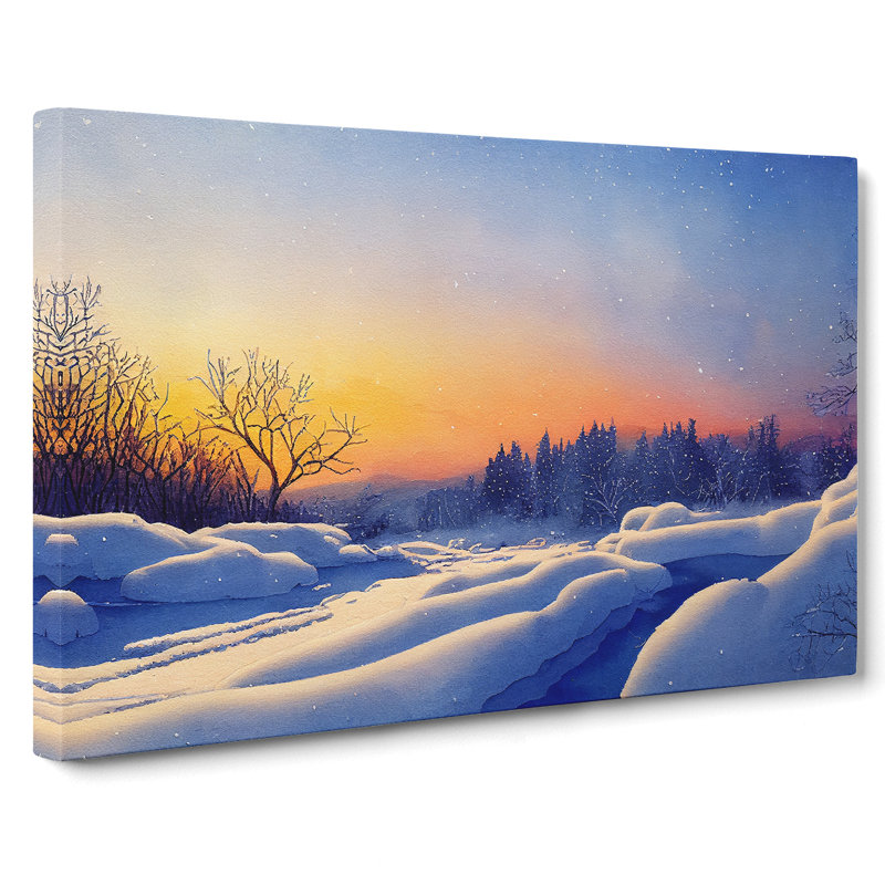 Winter Landscape Sunset Vol.2 - Wrapped Canvas