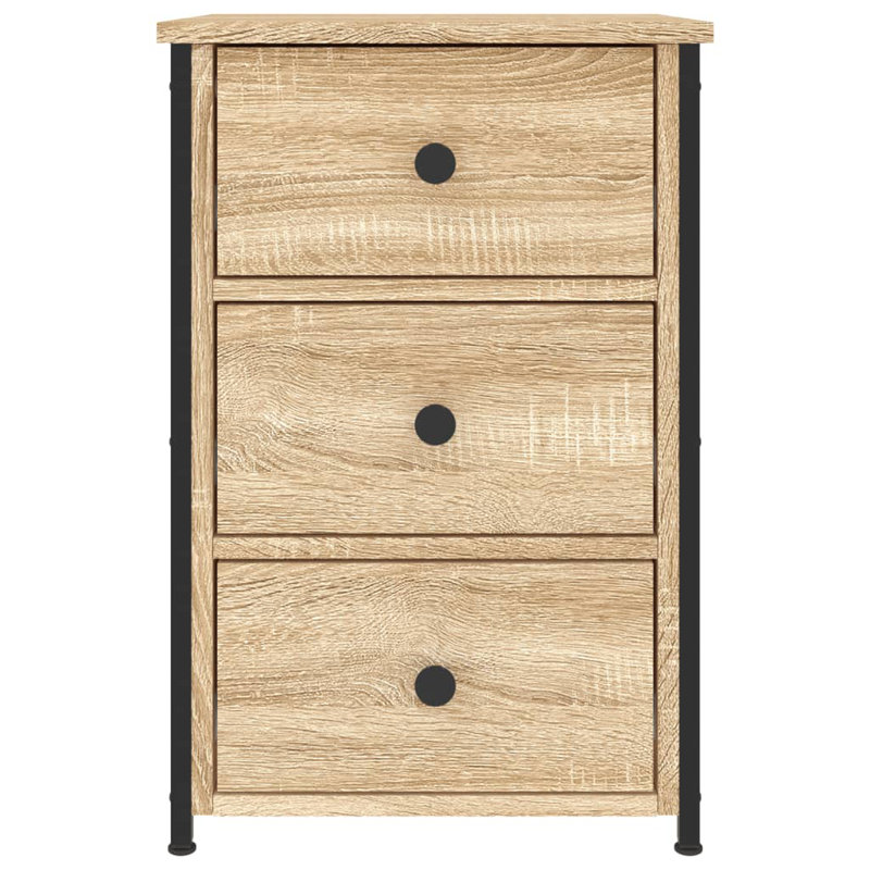 Caulkins 40cm W Iron Bedside Table, Sonoma Oak, Individual