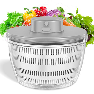 USB Electric Salad Spinner,4L Large Capacity Lettuce Vegetable Washer Dryer,Vegetable Strainer Spinner for Lettuce Fruit Drying,Automatic Compact Salad Cleaner and Dryer for Home Kitchen Gadget(White)