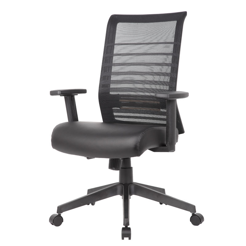  Rolling Task Chair, Black Mesh And Antimicrobial Vinyl, Synchro-Tilt