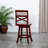 30" Bar Height X-Back Swivel Stool, Cherry Finish, Beige Fabric Seat-1056416360-1056416361