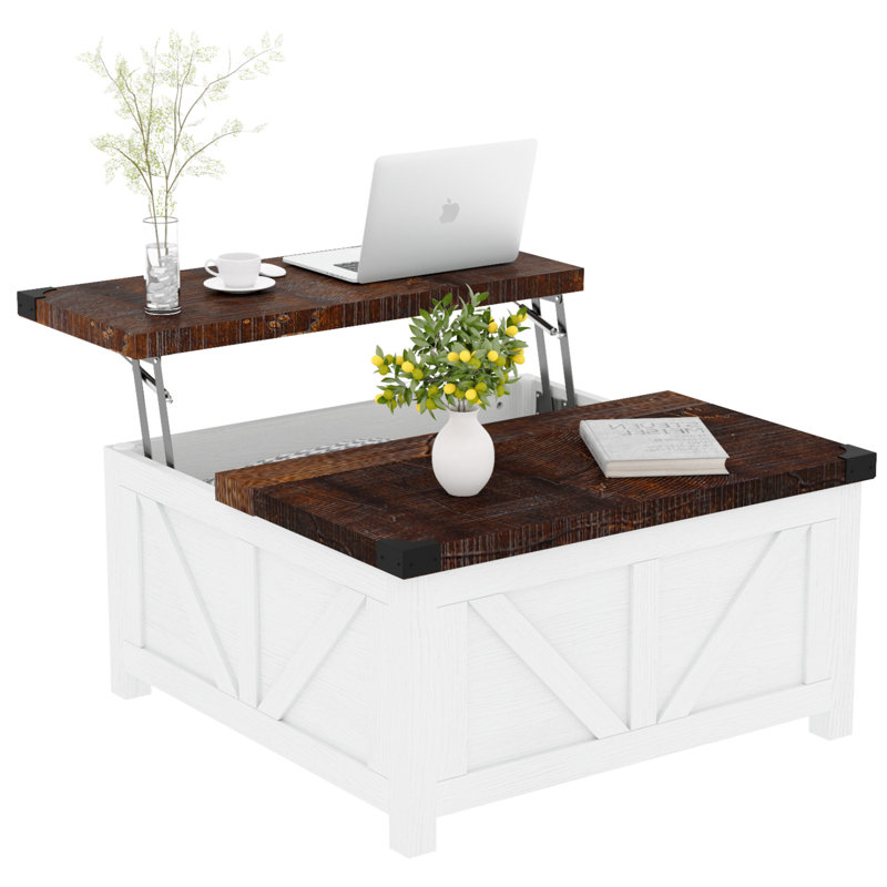 Table basse Vardell, Brun / Blanc, H 18,8 po x l 40 po x P 40 po