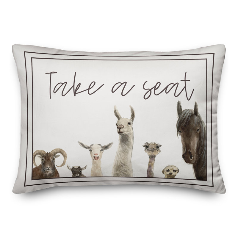  Take a Seat Animals Rectangular Pillow Cover & Insert
