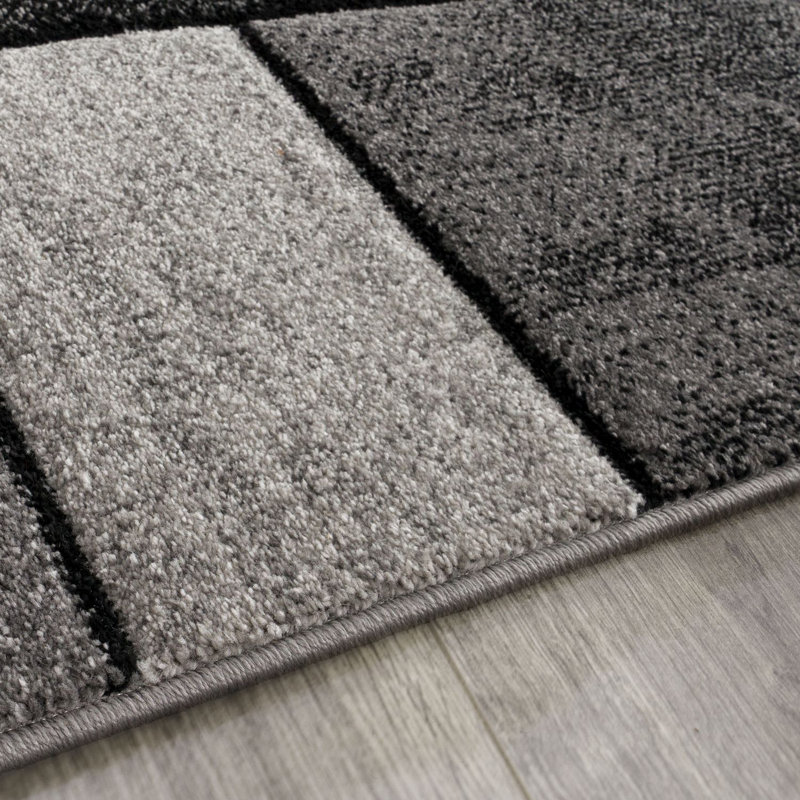 Furlon Abstract Machine Woven Polypropylene in Gray/White, Rectangle 5'3" x 7'7"