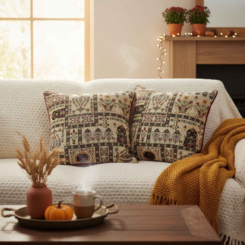 Floral Cotton Blend Pillow Cover