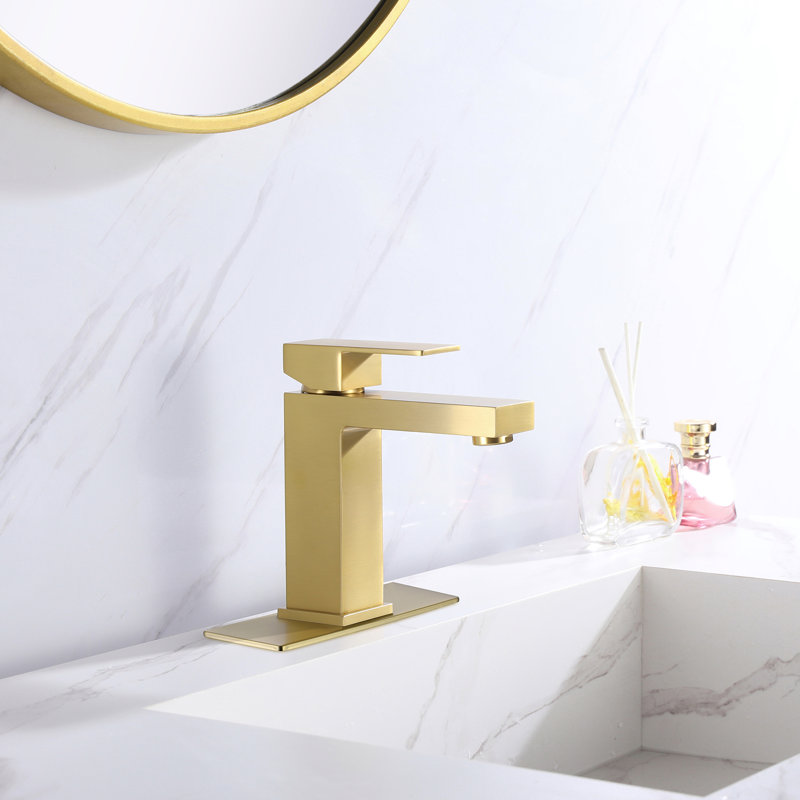 Robinet pour salle de bain à un trou, Or brossé