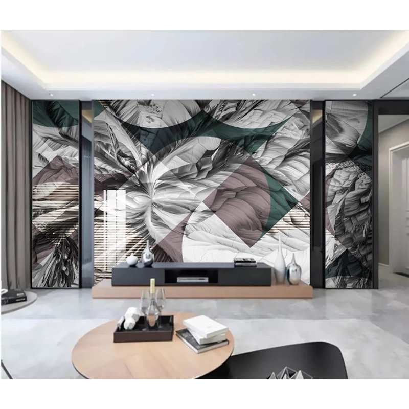 Abstract Square Design Gray White Background Removable Wallpaper, 9" L x 15" W