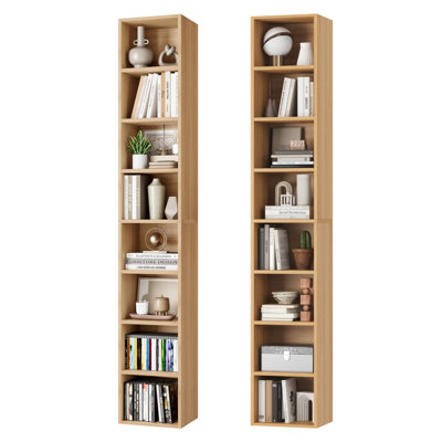 Brenya 8-Tier Thin and Tall Bookshelf with Open Adjustable Shelf