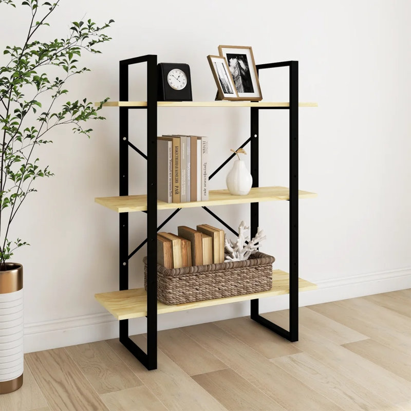 Haoxin Bookcase, Light Brown, 105cm H x 80cm W x 30cm D